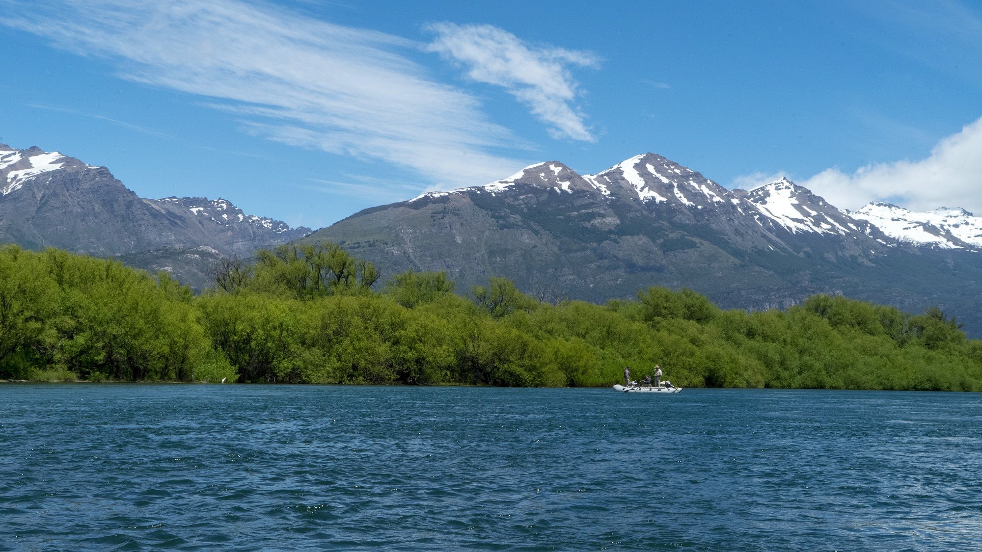 Guided drift-boat fly fishing on the Futaleufú River, Patagonia